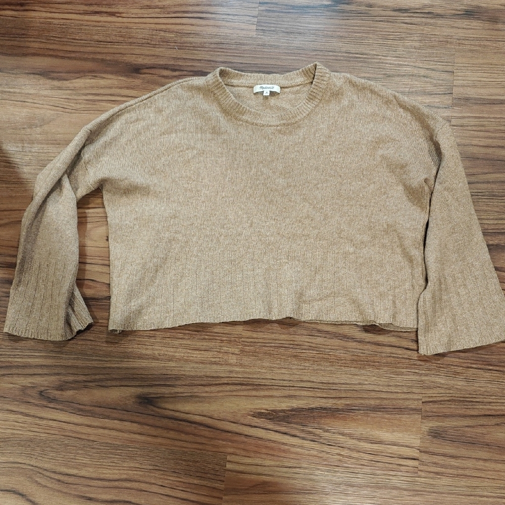 Madewell Camel Cropped Knit Sweater - Picture 3 of 6